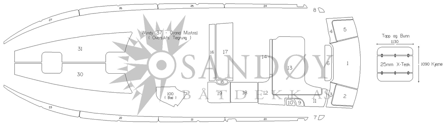 Båtdekk til Windy 37 Grand Mistral